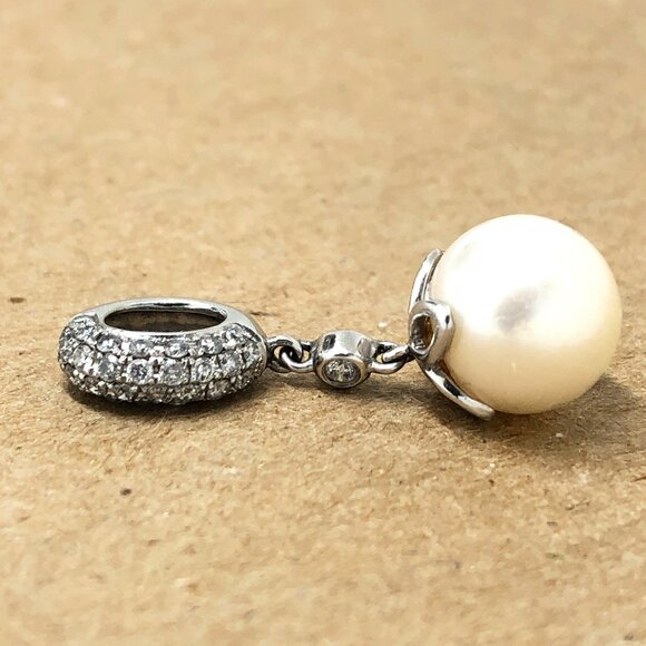 EFFY 10mm Pearl 14K White Gold Diamond Pendant